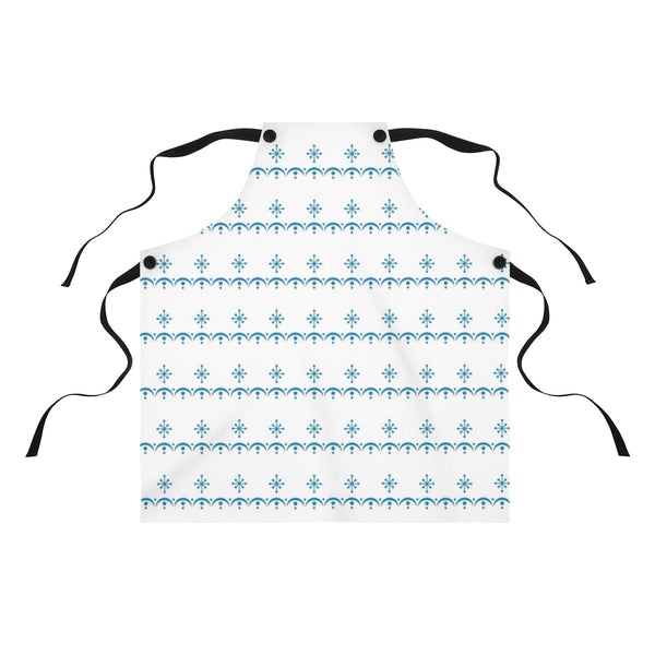 Retro Snowflake Garland, Collector, White, Blue Mid Mod Kitchen Apron