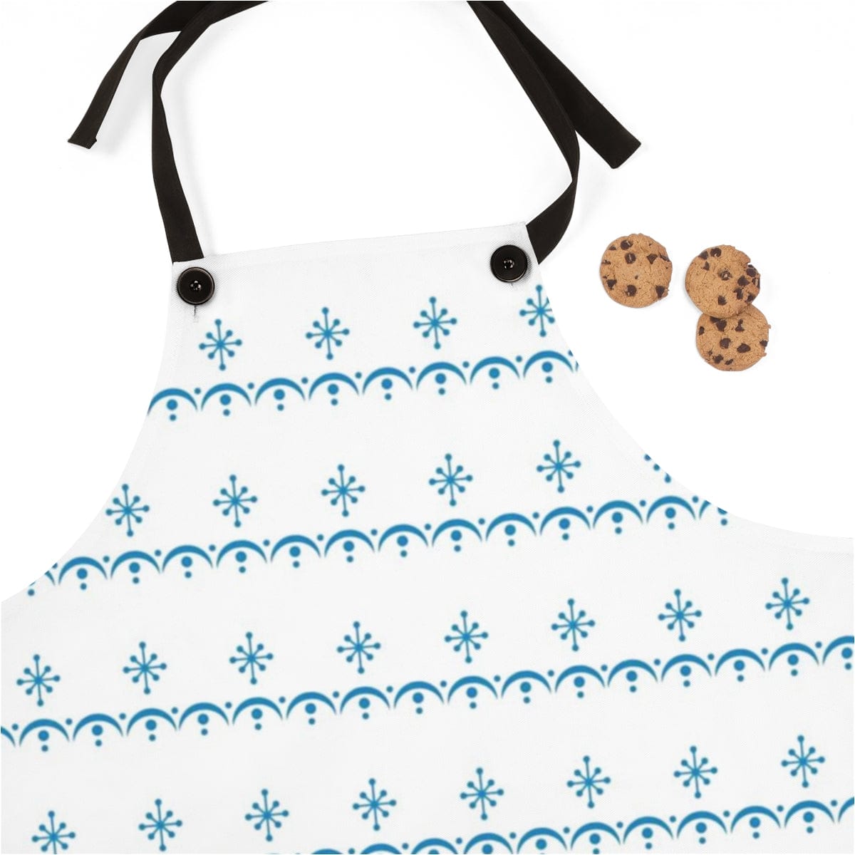 Retro Snowflake Garland, Pyrex Lover Collector, White, Blue Mid Mod Kitchen Apron Accessories One Size