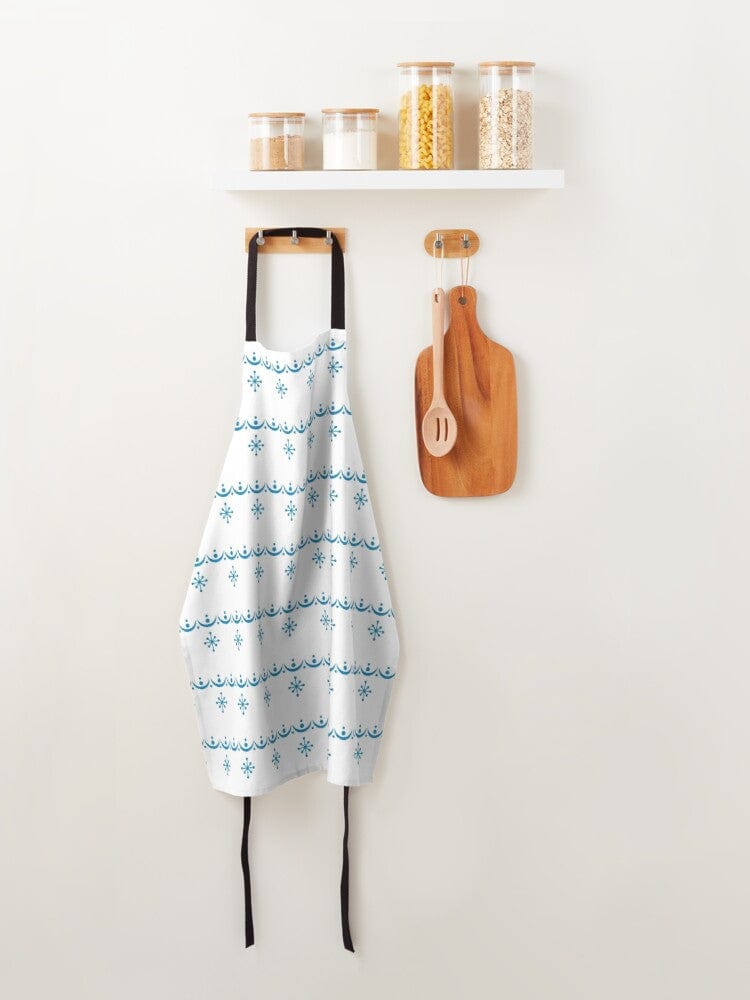 Retro Snowflake Garland, Pyrex Lover Collector, White, Blue Mid Mod Kitchen Apron Accessories One Size