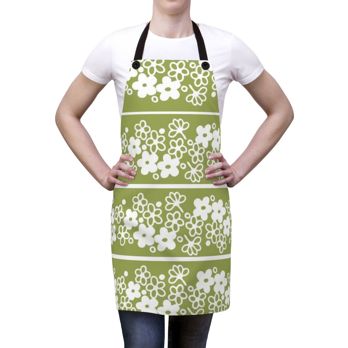 Vintage Green, Sun Blossom Pyrex Lover, Collector, Retro Mod Daisy Apron Gift For Her Accessories One Size