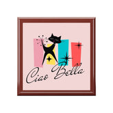 Ciao Bella, Atomic Cat, Retro Mid Mod Keepsake, Hello Beautiful Jewelry Box Home Decor Red Mahogany / One size Mid Century Modern Gal