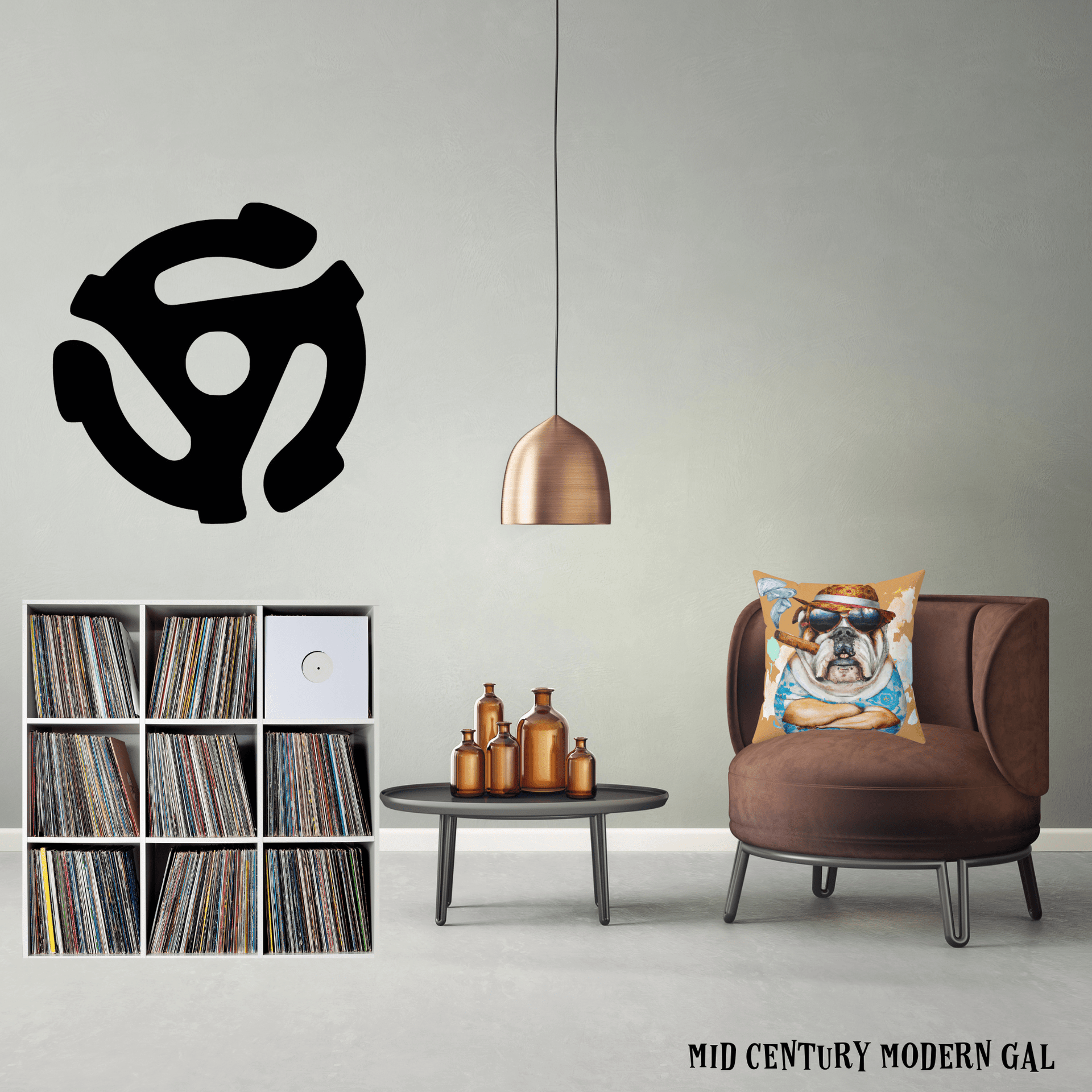 Retro 45 RPM Record Adapter Mid Century Metal Wall Art