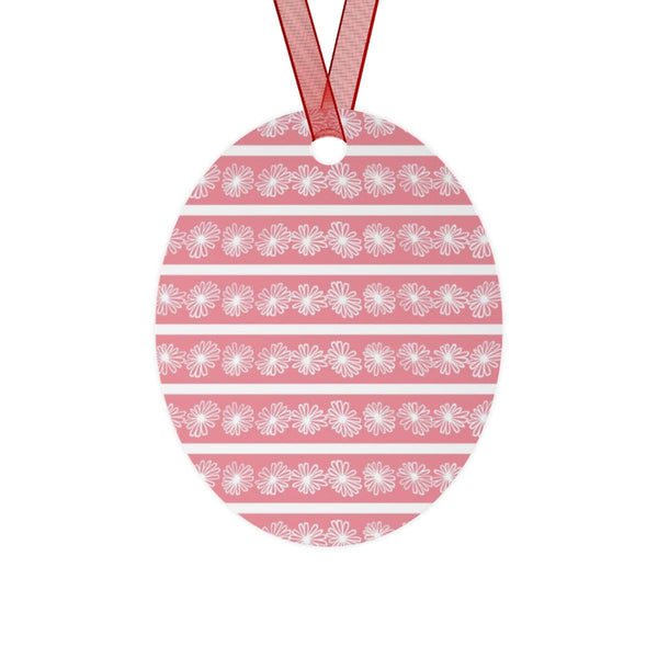 Retro 50's Pink Daisy, Metal Ornaments
