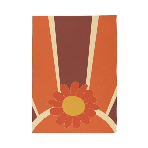 Retro 60's 70's. Mod Flower, Brown, Orange, Yellow, MCM Groovy Sunburst, Mid Century Modern Area Rug