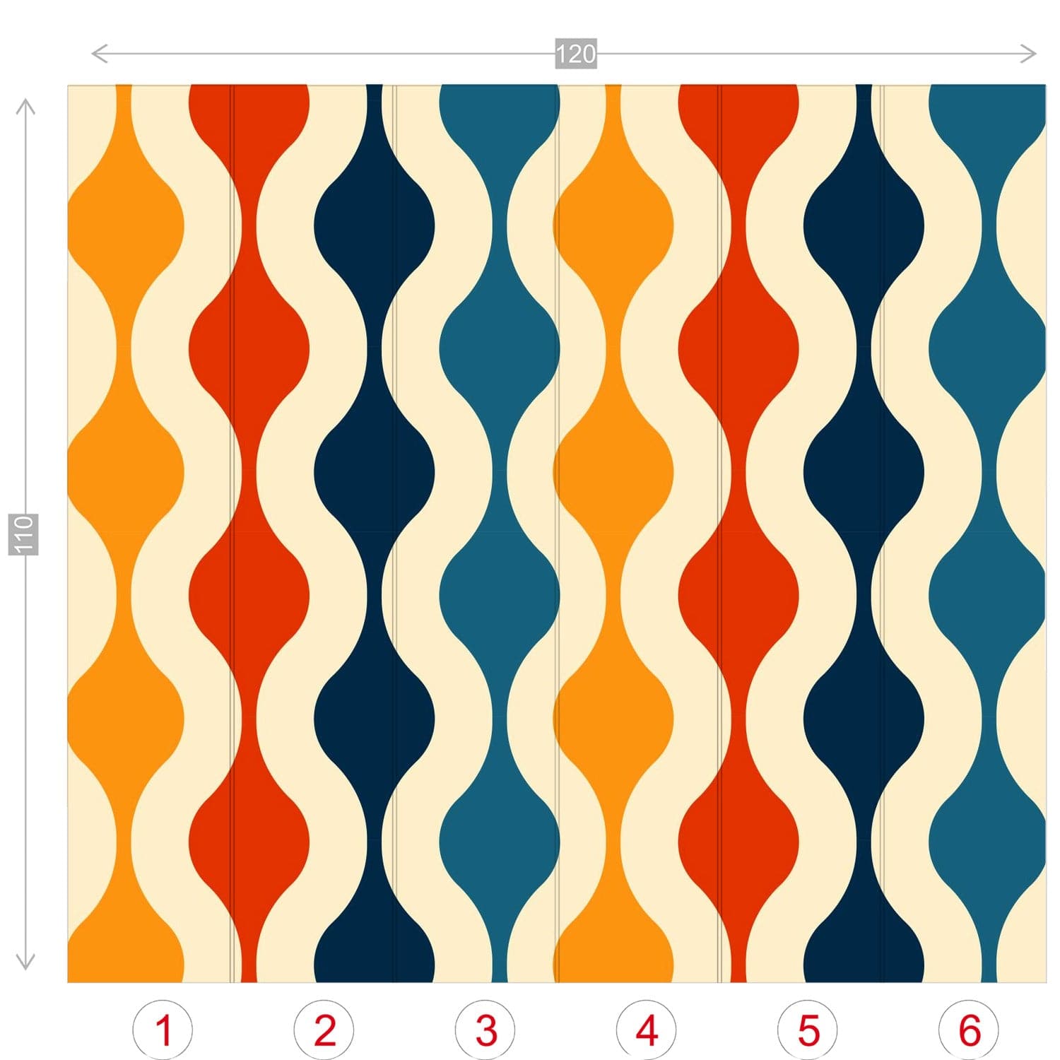 Retro Abstracts, Mid Century Modern Peel And Stick, Mustard Yellow, Red, Blue, Groovy Wall