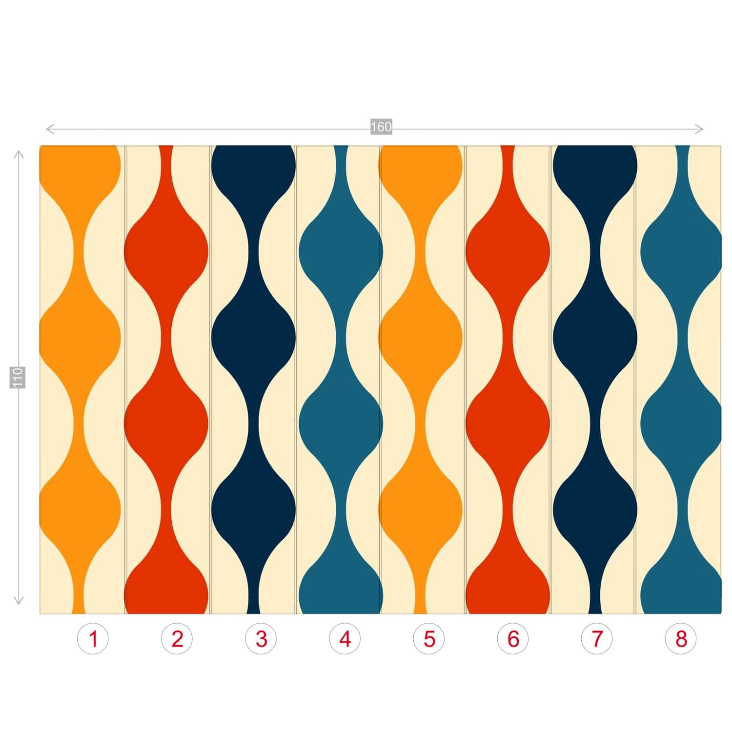 Retro Abstracts, Mid Century Modern Peel And Stick, Mustard Yellow, Red, Blue, Groovy Wall Murals Wallpaper