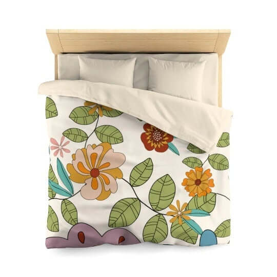 Retro Bedding Groovy Hippie Flower Power Style Mod Daisy 70's Decor Queen Custom Made Duvet Cover