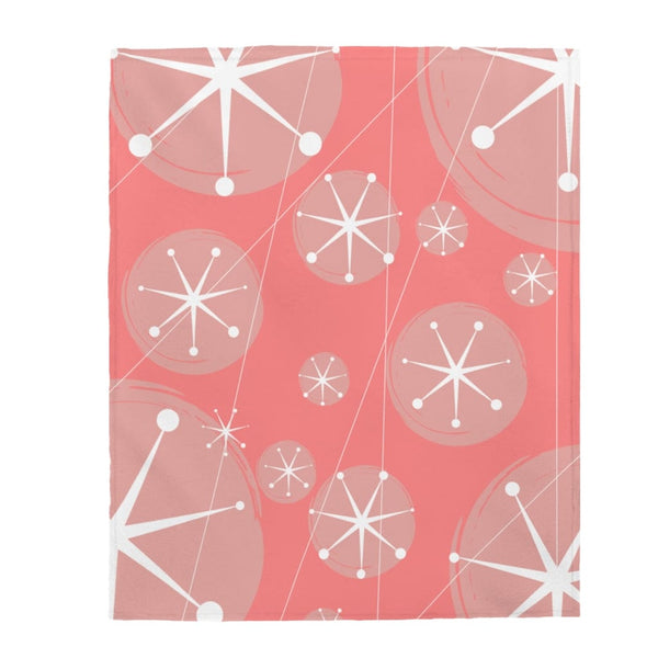 Retro Blanket Blush And Bashful Mid Century Modern Astro Atomic Star THIN Velveteen Plush Blanket