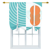 Retro Boho, Aqua Blue, Orange Geometric Abstract Mid Mod Tie Up curtain Curtains