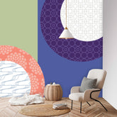 Retro Boho, Periwinkle Purple, Guacamole Green, Breeze Block Mid Mod Peel  And Stick Murals