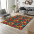Retro Chocolate Brown Geometric Groovy Teal Blue, Green, Yellow, Burnt Orange, Mid Century Modern Area Rugs Home Decor