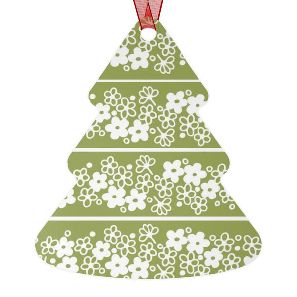 Retro Christmas, Mod Verde Spring Daisy Metal Ornaments