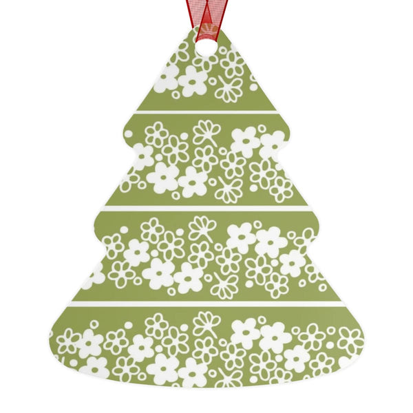 Retro Christmas, Mod Verde Spring Daisy Metal Ornaments