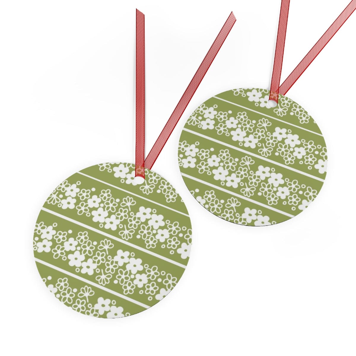 Retro Christmas, Mod Verde Spring Daisy Metal Ornaments Home Decor