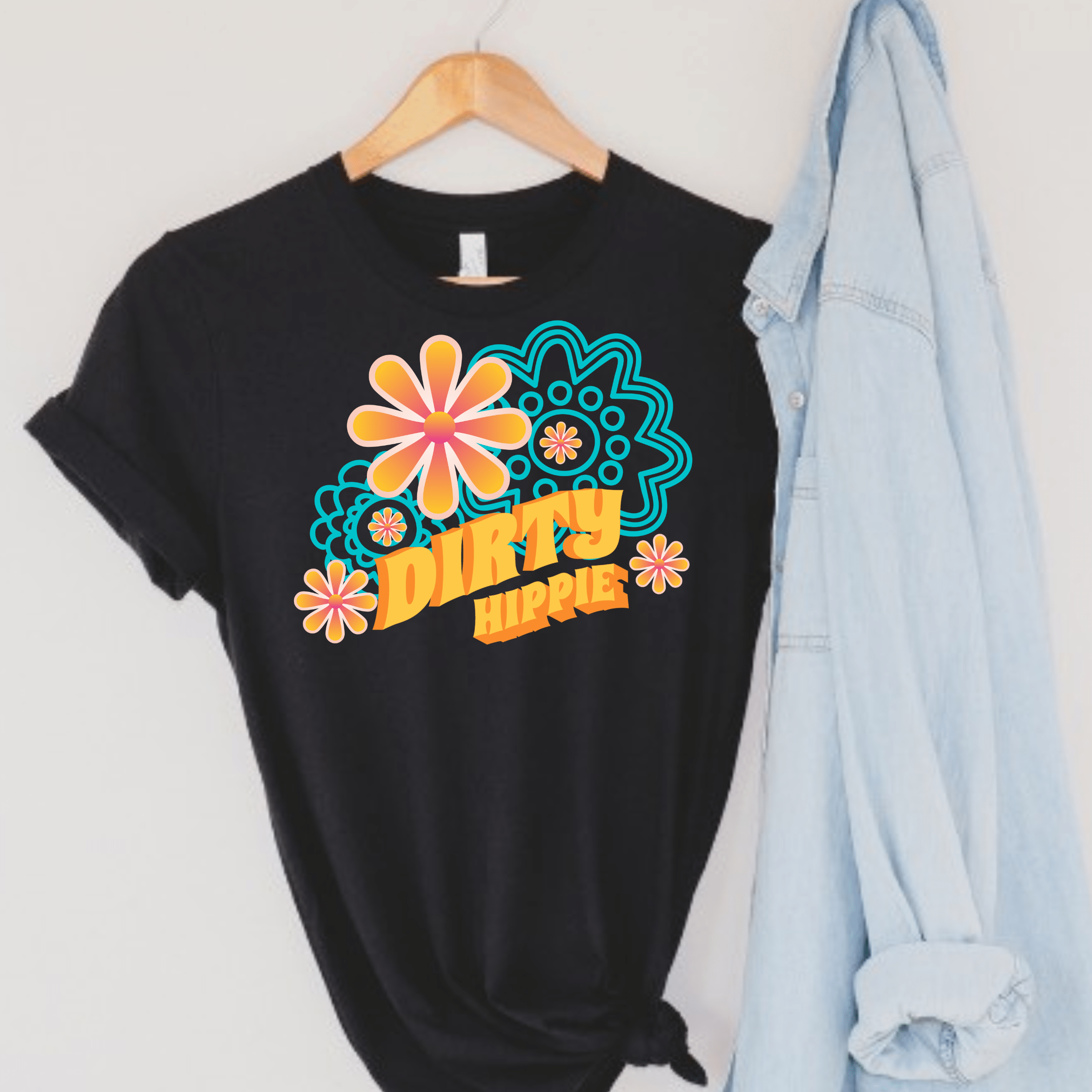 Retro Dirty Hippie Chick Hipster Boho Flower Power 70 s Style Retro T Shirt