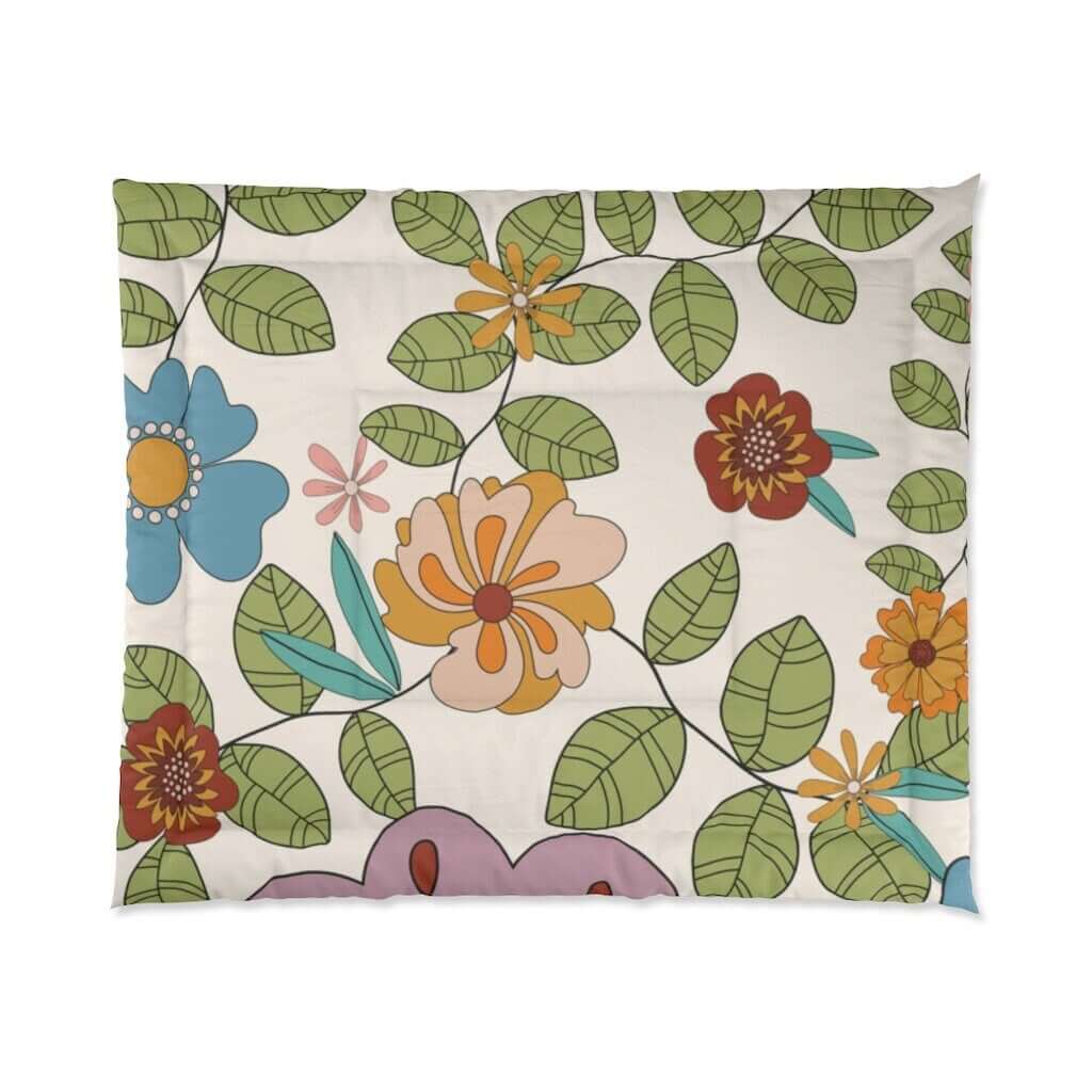Retro Floral Groovy 1970's Funky Flower King Comforter