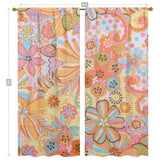 Retro Livingroom, Bedroom, Kitchen, Pink Paisley, Flower Power, Mid Mod Window Curtains (two panels) Curtains
