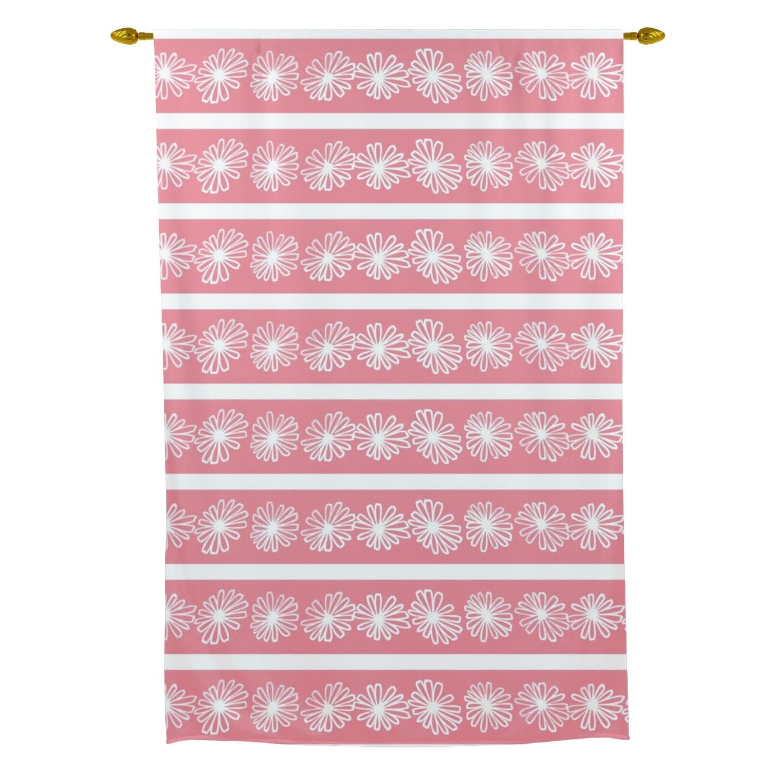 Retro Pink Daisy, Pyrex Lover Collector, Mid Mod Tie Up Curtain Curtains