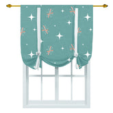 Retro Starburst, Atomic Age, Abstract Teal, Pink, White MCM Tie Up Curtain Curtains