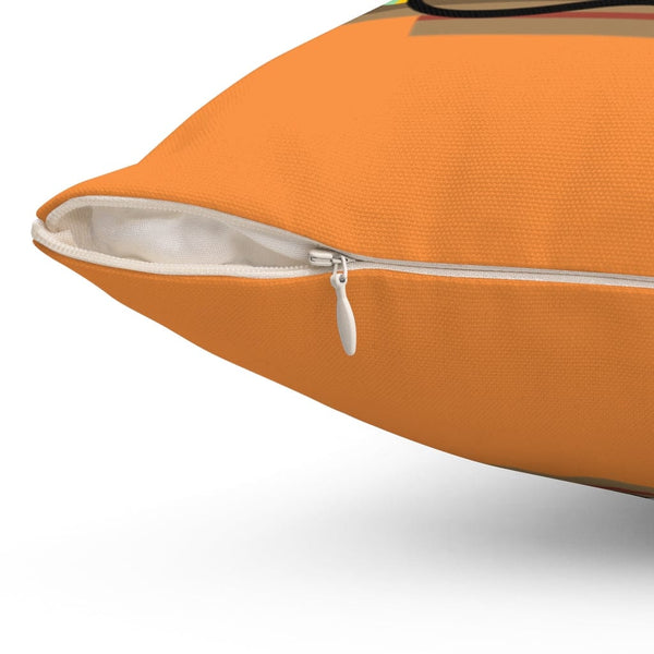 Retro Throw Pillow Atomic Cat, 60's, 70's Retro TV Orange Mid Century Modern Spun Polyester Square Pillow