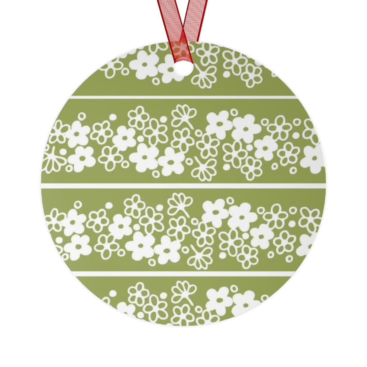 Retro Christmas, Mod Verde Spring Daisy Metal Ornaments Home Decor Round / One Size