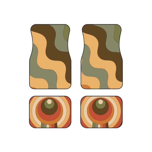 Groovy 70's Retro Car Mats, Mid Mod, Orange, Beige, Green, Yellow, MCM