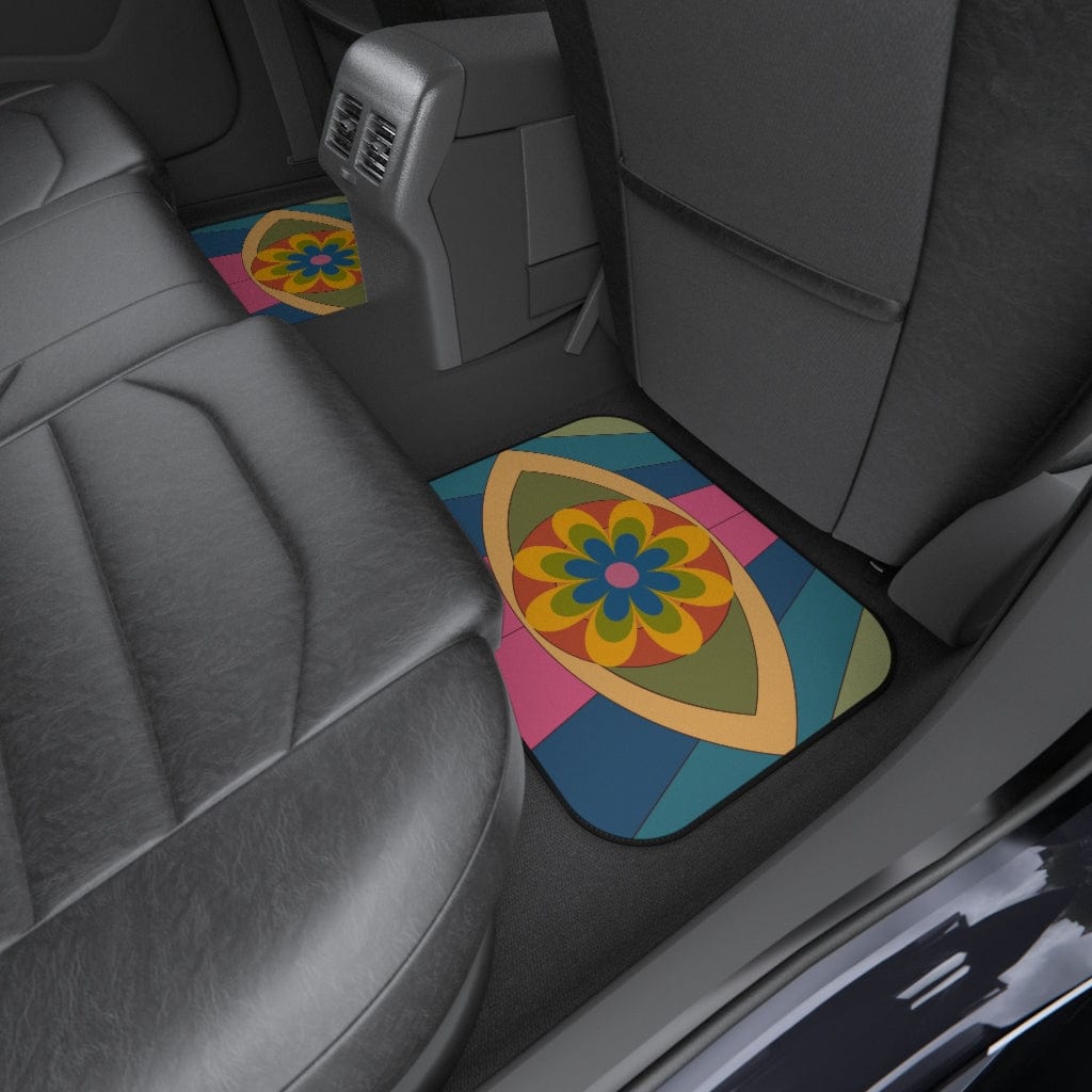 Trippy Hippie, Car Mats Covers, Pink, Yellow, Mod Daisy, 60&