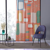 Mid Century Modern, Tangerine Orange, Geometric Retro MCM Sheer Window Curtain Home Decor Sheer / White / 50" × 84"