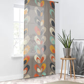 Mid Mod, Denmark Design, Scandinavian Flower, Gray, Mustard Yellow,  Mint Green, Orange Geometric MCM Sheer Window Curtain Home Decor Sheer / White / 50" × 84"