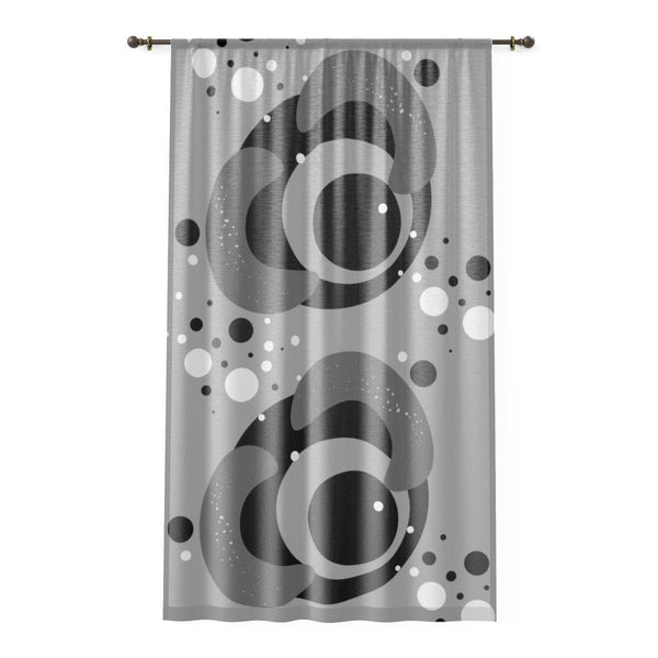 Mid Mod, Space Age, Orb, Modernist, Gray, White Black, Retro, MCM Home Decor SHEER Window Curtain