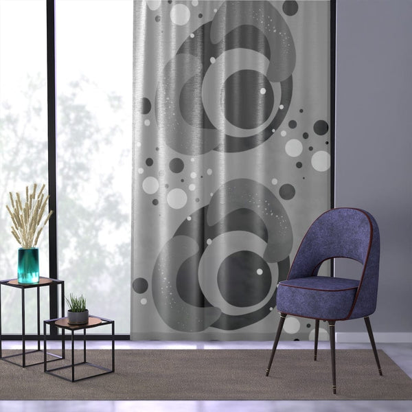 Mid Mod, Space Age, Orb, Modernist, Gray, White Black, Retro, MCM Home Decor SHEER Window Curtain