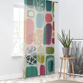 Mid Modern Abstract Geometric Retro Boho Colorful Bold MCM Sheer Window Curtain Home Decor Sheer / White / 50" × 84"