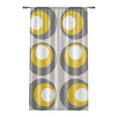 Retro Sheer Window Curtain, Gray, Yellow, White, Peacock Eye, Mid Mod, MCM Home Decor Home Decor Sheer / White / 50" × 84"