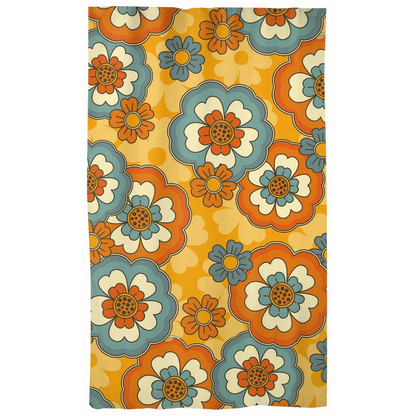 Retro 70s Curtains, Wavy, Psychedelic, Orange, Blue, Yellow Groovy Cur –  Mid Century Modern Gal