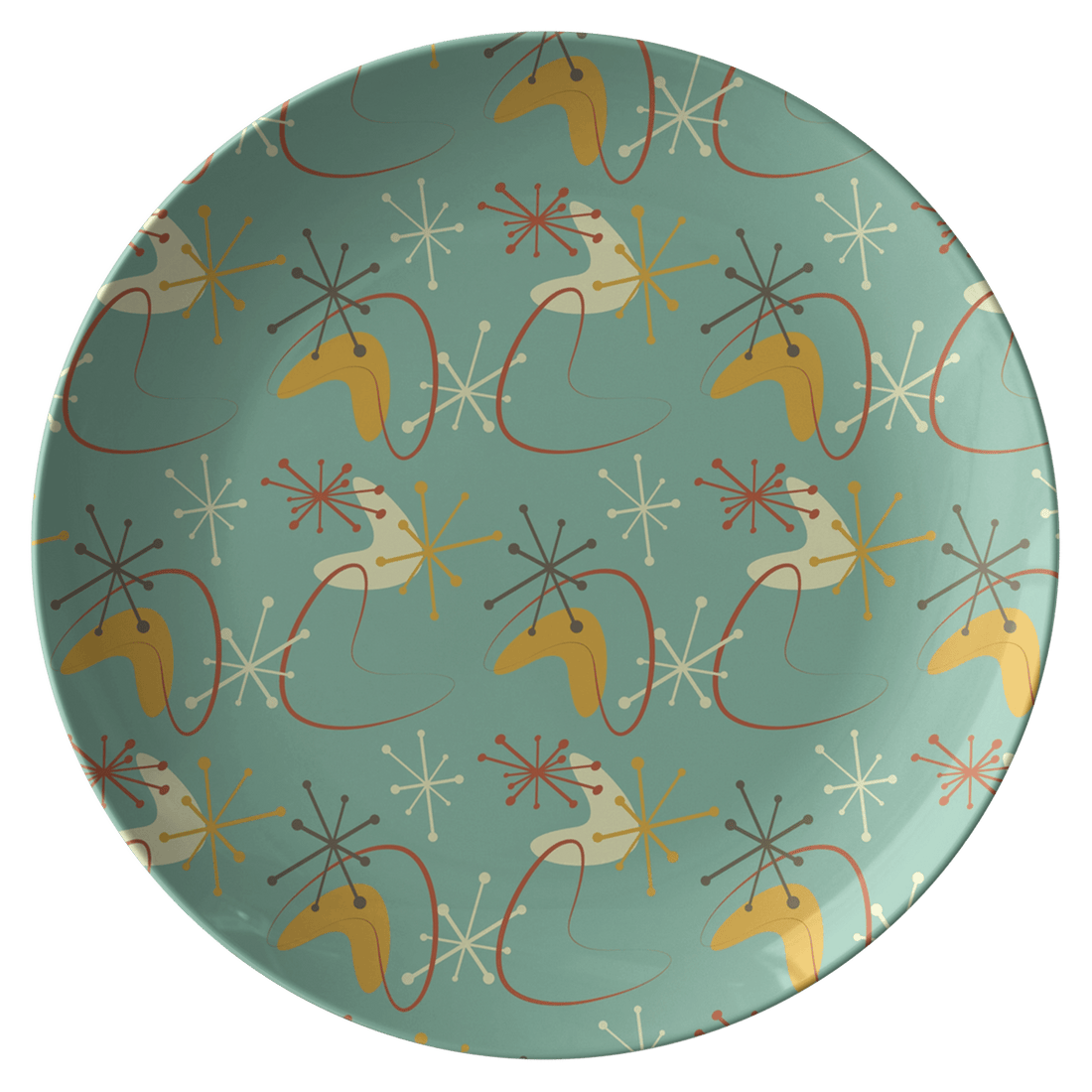Atomic Boomerang Retro Mid Century Modern Custom Dinner Plates Dinnerware Single Plate