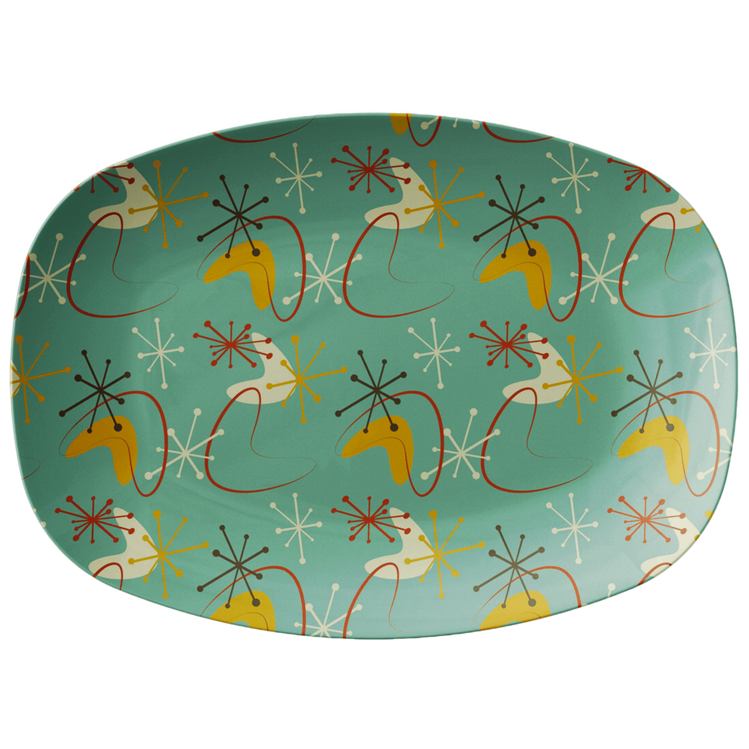 Mint Green Blue Grass Atomic Boomerang Retro Mid Century Modern Serving platter Dinnerware Single Platter
