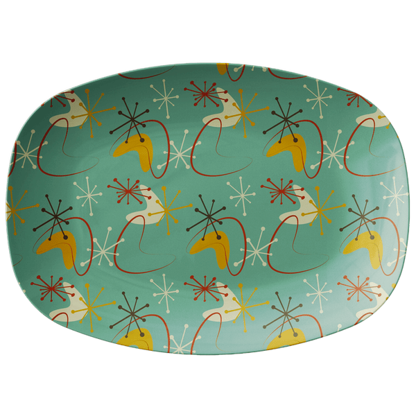 Mint Green Blue Grass Atomic Boomerang Retro Mid Century Modern Serving platter