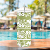 Stainless Steel 20 oz. Tumbler With Stainless Steel Straw, Verde Green Spring Blossom Curtains