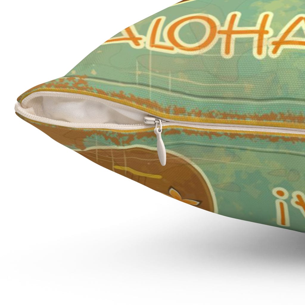 Tiki Aloha, Banjo, Tropical Retro Mint Green, Pink Mid Mod Pillow Cushion And Insert Home Decor