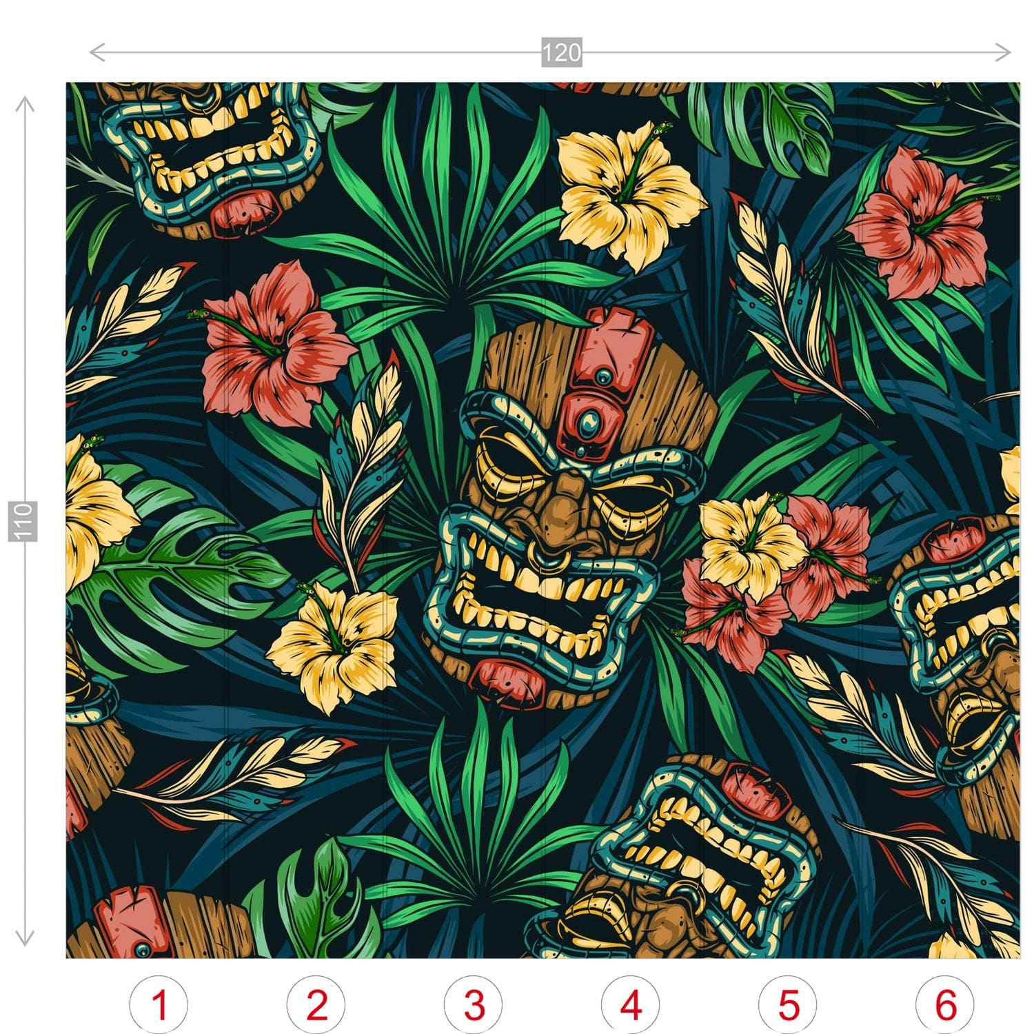 Tiki Home Decor, Retro, Tropical Hibiscus, Retro Hawaiian Tiki PEEL and Stick Wall Murals Wallpaper