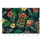 Tiki Home Decor, Retro, Tropical Hibiscus, Retro Hawaiian Tiki PEEL and Stick Wall Murals Wallpaper