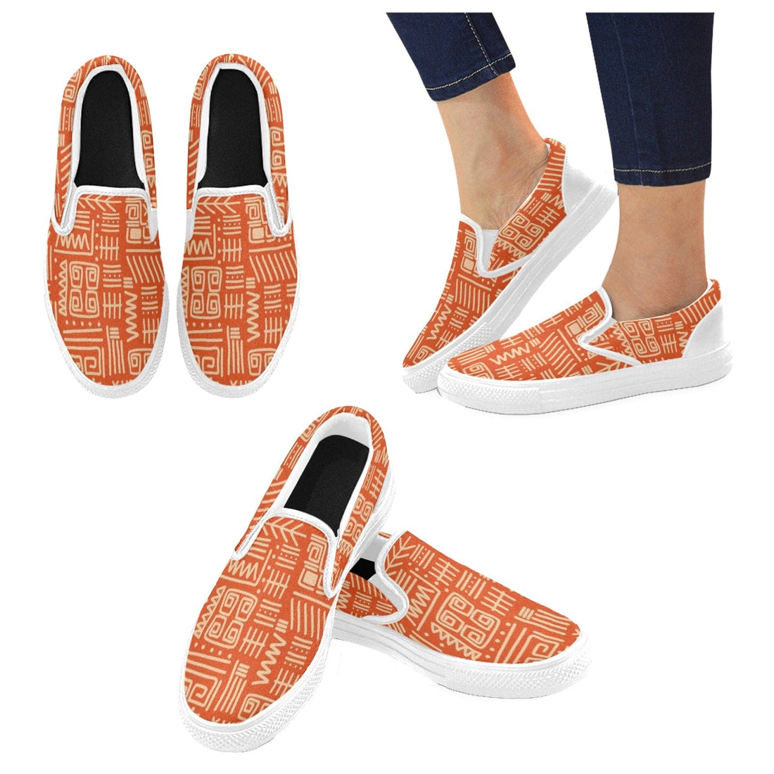 Tiki Polynesian, Hawaiian, Retro Kicks Slip-on Canvas Women&