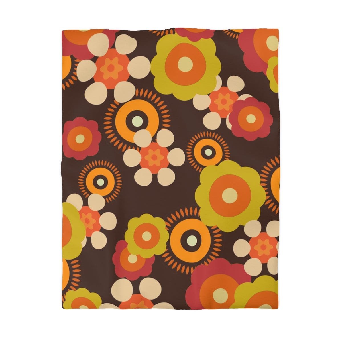 1970's Groovy Hippie, Flower Power Mod Daisy Duvet Cover Home Decor Twin / White