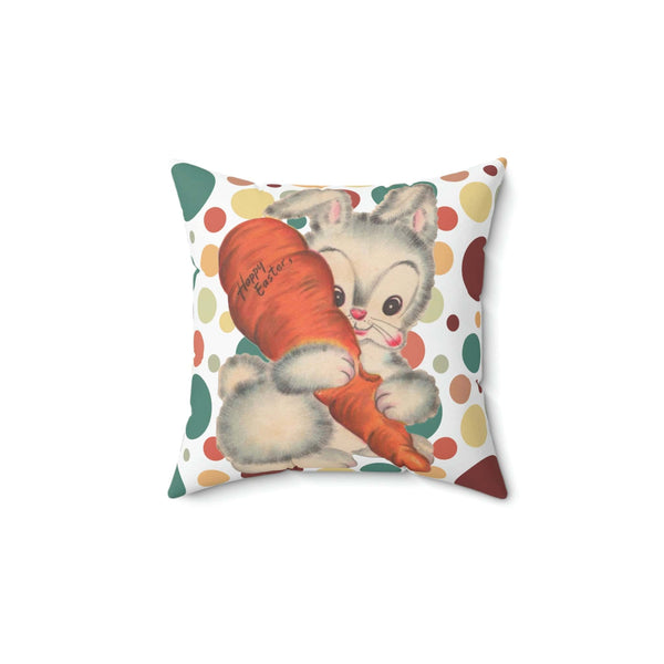Vintage Easter Bunny Card, Happy Easter, Polka Dot, Easter Decor Pillow And Insert