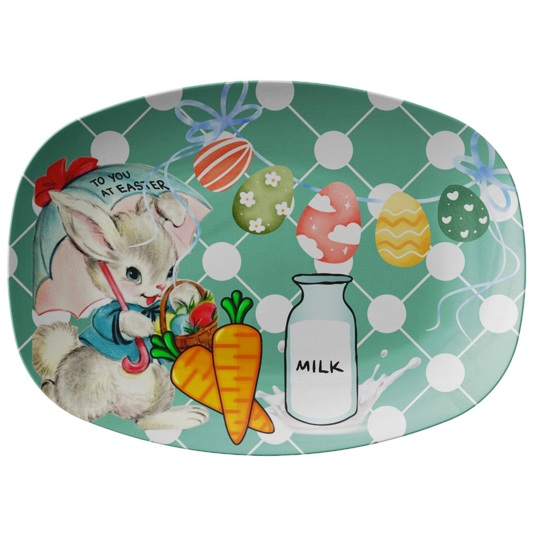 Vintage Easter Card, Easter Bunny Snack Platter, Treat Plate, Easter Sunday Special Gift Kitchenware