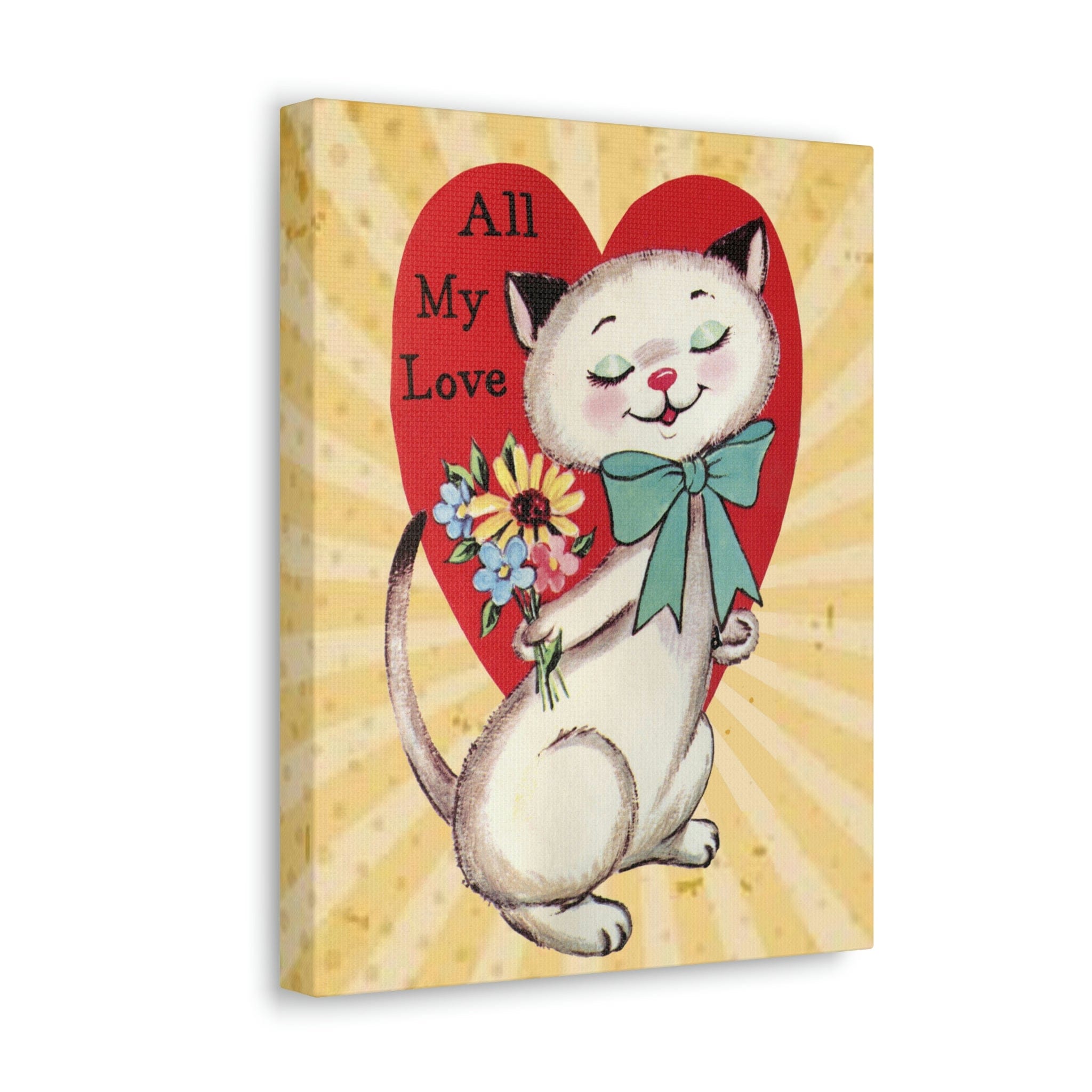 Vintage Retro Valentine Card, Cute White Kitschy Cat All My Love, Valentine  Gifts for Her