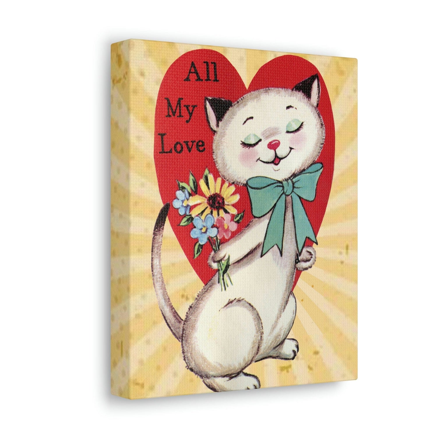 Vintage Retro Valentine Card, Cute White Kitschy Cat All My Love, Vale –  Mid Century Modern Gal