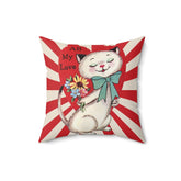 Vintage Valentine Card, Retro White Cat, All My Love Pillow Case ONLY Home Decor