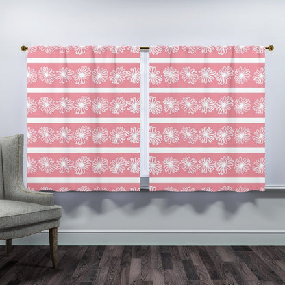 Mid Mod Pink Daisy, Collector Window Curtains (two panels) Curtains W104&quot;x L63&quot;