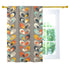 Denmark Pastels, Scandinavian Flower, Grayish Brown, Mint Green, Orange, Yellow Curtain, Single Panel Curtains W42"x L63"